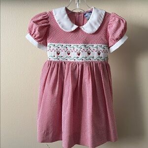 Vintage Carriage Boutique Red Gingham Dress with White Smocked Trim